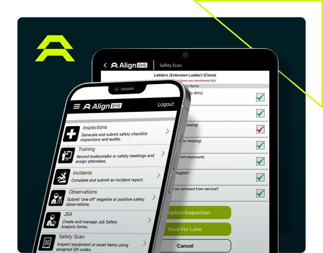 Align EHS mobile and tablet screenshot 