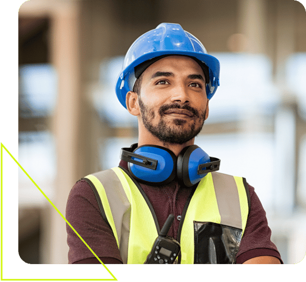 male construction worker smiling